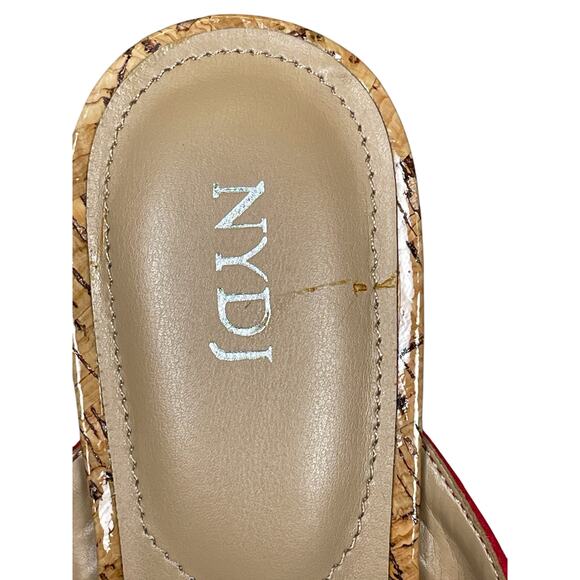 NYDJ Glam Strappy Sandals Women's 10 Wide Block Heel Red Slip-on Dainty Nautical - Picture 11 of 11